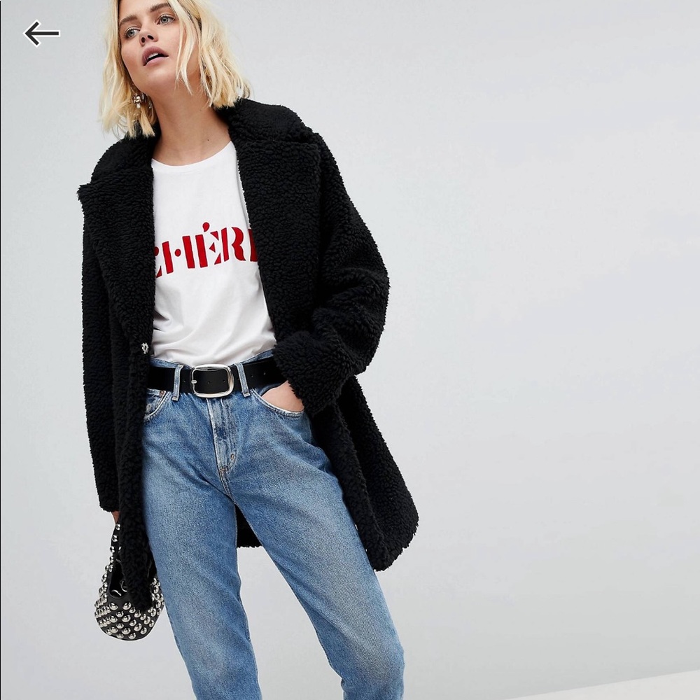 Black Teddy Bear Coat by New Look